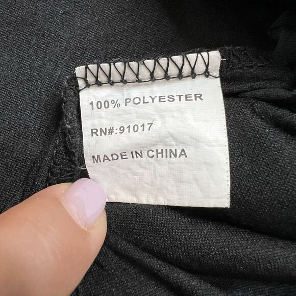 Black Crochet Lace Boho Square Neck 3/4 Sleeve Top Size L Whimsy Goth Witchy - Picture 6 of 11